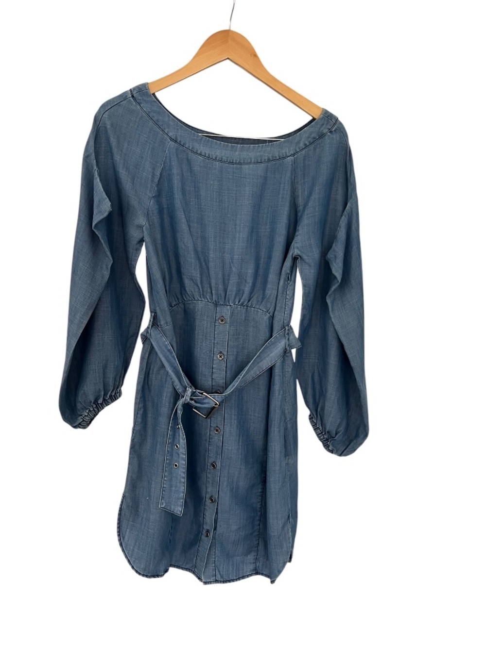 Current Air Chambray Boho Belted Shirt Dress Long Sleeve (S)